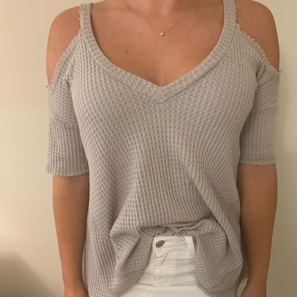 Taupe Cold Shoulder Top